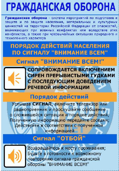 Памятка о действиях по сигналу "Внимание всем!"